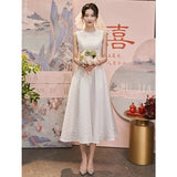 Certificate Registration Wedding Dress Small Luxury Princess Graduation Host Banquet Engagement Dress Daily Dress HZ0517