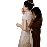 Engagement Cheongsam New Chinese Toasting Bridal Temperament Dress Back Door Dress Light Luxury Niche High-End HZ0517