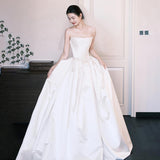 French Retro Light Wedding Dress With High-End Feel Bridal White Dress Engagement To Drag Out The Yarn Woman HZ0517