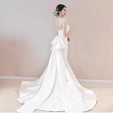 New French Linden Bosomed Fishtail Light Wedding Dress Bride Greets Out Yarn Wedding Toast Dress Dress HZ0517