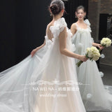 French Bra-Tmeared Wedding Dress Bride Morning Robe Niche Senior Sensian Short License White Engagement Dress Dress HZ0517