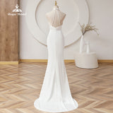 Fishtail Dress Woman Wedding 2026 New Feterns Overseas Warehouse Southeast Asia Bare Back Hanging Neck Temperament Elegant Light Wedding Dress HZ0517