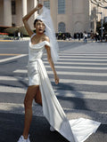 French Light Wedding Dress Small Simple Dens, A Word On The Back Of The Door To Register The White Short Engagement Dress HZ0517
