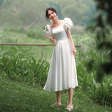 French Light Wedding Dress 2026 New Winter Fasting Small Dress Female Simple White Outdoor Travel Shot Daily Dress HZ0517