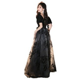 Black Lien Evening Dress 2026 Small Chinese Fengshui Ink Painting Annual Conference Dress Birthday Host Performance Dress HZ0517