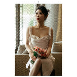 French Sling Light Wedding Dress Bridal Certificate Registration One-Step Skirt Engagement Banquet Dress Simple Temperament Daily Long Dress HZ0517
