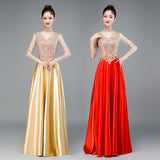 Color-Changing Big Choir Dress Red Song Competition Performance Dress Dress Shiny Chorus Atmospheric Evening Dress HZ0517