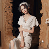 Light Wedding Dress Women 2026 Summer New White Simple French Style Court Style Small White Dress Girl HZ0517