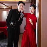 New Chinese Cheongsam Toast 2026 New Wine Red Two Sets Of Brides To Order Wedding Dress On The Wedding Day HZ0517