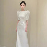 French Light Wedding Dress High-End Temperament Simple Dingy Dress Fishtail Welcome Host Banquet Evening Dress Woman HZ0517