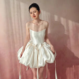 French Light Wedding Dress With A Beautiful Skinny Bow And Cute Breast White Certificate Registration Engagement Dress Dress Dress HZ0517