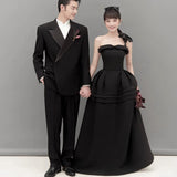Black Evening Dress Studio Photo Theme Long Bra Light Luxury Niche Set Of Simple Heben Wind Small Black Dress HZ0517