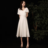 White Evening Dress Female Registration Certificate Dress Famous Banquet Temperament Sedin French Dress Dress HZ0517