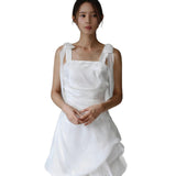 French Sling Light Wedding Dress 2025 New Bare Back Dress Bridal White Yarn Small Tail Evening Dress HZ0517