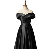 Black Art Exam Evening Dress Female Shoulder-Singing High-End French Banquet Host Atmospheric Temperament Solo HZ0517