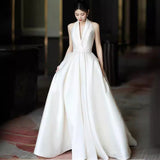 New Dingy-Hanging Neck Light Wedding Dress Tug White High-End Wedding Dress Bride Welcome Out Of The Yarn Light Extravagance HZ0517