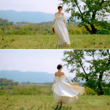 Simplicity Light Wedding Dress 2026 New Bride Small Man Can Wear French Simple Shoulder Yarn Dress Every Day HZ0517