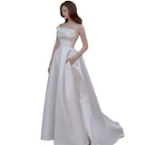 Bride Bra Light Wedding Dress Simple White Densate Korean Welcome Yarn Light Wedding Dress HZ0517