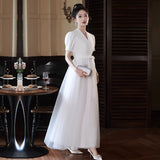 Banquet Evening Dress Large Size Fat Mm White Certificate Registration Small White Dress Graduation Season Adult Dress HZ0517