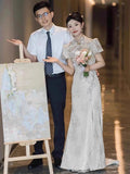 Flagsuit Evening Dress Women's High-End Small Luxury Dresses Wedding Dresses For Bride Banquet Chinese Champagne-Colored Engagement Dress HZ0517