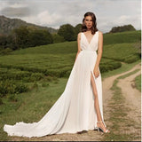 2026 Spring New White Annual Conference Deep V Sexy Long Host Evening Dress HZ0517