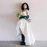 Suspension Short Skirt Wedding Dress Simple Sweet Sen Brigade Light Wedding Dress Engagement Photo Card Small White Dress HZ0517