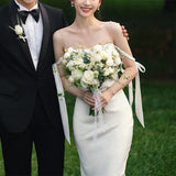 One-Word Shoulder Light Wedding Dress French 2026 New Winter Densant Bridal Yarn Slings Small Dress HZ0517