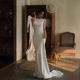 French Light Wedding Dress 2026 Spring New Simplicity Fish Tail Light Yarn Drag Host Dress HZ0517