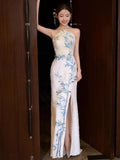 New Chinese Style Cheongsam Evening Dress Dress High-End Luxury Women's Morning Robe Bridal Banquet Toast Fish Tail Light Wedding Dress HZ0517