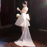 White Korean Small Dress Female High-End Birthday Banquet Host Adult Engagement Evening Dress Dress Dress HZ0517