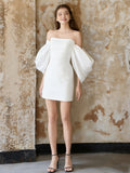 French-Style Seduced Light Wedding Dress Small Bride Simple Breast-Wearing Short Engagement Evening Dress Registration Small White Dress HZ0517