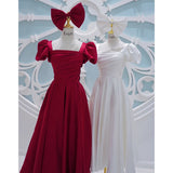 French Bride Toasting Small Man In Escape Princess Thin Dress Female Red Wedding Back Door Engagement Dress HZ0517