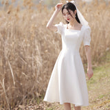 Sintered Light Wedding Dress French Simple Winter Small Man Certificate Small White Dress Dress White Dress Girl HZ0517