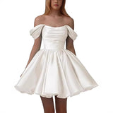 New Word Shoulder Ball Evening Dress 2026 Summer Short Foldless Shoulder-Free Party Adult Dress HZ0517