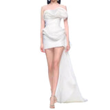 Korean Short Light Wedding Dress 2026 New Breast-Wear White Pure Birthday Party Dress Bride Wedding Dress HZ0517