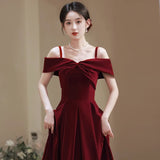 Red Toast Suit 2026 New Bride Small Engagement Dress Back Door High-End Evening Dress Party Banquet HZ0517