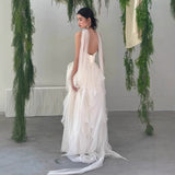 French Bra-Tendered And Light Wedding Dress Bride Morning Dress Female Travel Shot Sen Series Super Fairy White Evening Dress Wedding Welcome Go Out Yarn HZ0517