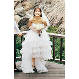 Light Wedding Dress Patted On The Chest Before The Short After The Longen Line Outdoor Lawn Wedding Bridal Simple Light Wedding Dress HZ0517