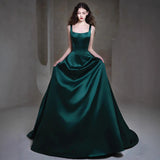 Green Evening Dress Women's 2026 New Light Luxury Host Temperament Banquet Ding-Faced Dress Beautiful Solo Performance Dress HZ0517