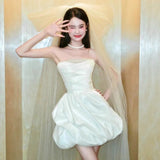 French Small Small Wedding Dress Bridal Bristling Short Ponbo Ponbo High-End Certificate Registration Engagement Dress HZ0517