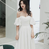 White Evening Dress 2026 New Banquet Temperament Long-Term Can Usually Wear A Birthday Word Shoulder Light Dress HZ0517