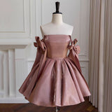 French Retro Ponpod Dress Bow Design Waist Birthday Short Banquet Dress Dress Sling Dress HZ0517