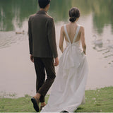 Sensian Light Wedding Dress Simple Super Fairy Travel Shot Thin White Small Tail 2026 New Bride Wedding Yarn HZ0517