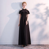 French Black Hanging Neck Dress 2026 New Banquet Temperament Long Student Art Test Vocal Piano Performance Suit HZ0517