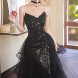 Black Banquet Evening Dresses Liette Performance Dress Suspension Sexy High Fork Party Little Dress HZ0517