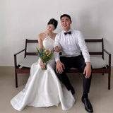 Korean Light Wedding Dress Ding Noodles Hanging Neck Niche Design With A White Certificate Registration Small White Dress Banquet Temperament Evening Dress HZ0517