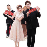 New Chinese Improved Cheongsam Toasting Bridal Engagement Evening Dress Pink Body Quality Sweet Dress High Sense HZ0517