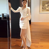 French Light Wedding Dress Long Sleeve Hepburn Style Photography Temperament Simplicity White Short Small Small Dress HZ0517