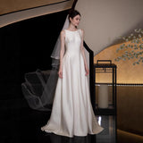 French-Style Fasting Light Wedding Temperament Bride Welcome Trip To Shoot The Yarn Small Simple High-End White Dress Dress HZ0517