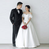 French-Style Linden Light Wedding Dress 2026 New Word Shoulder Simple Thin Princess Go Out To The Yarn Series Net Red Model HZ0517